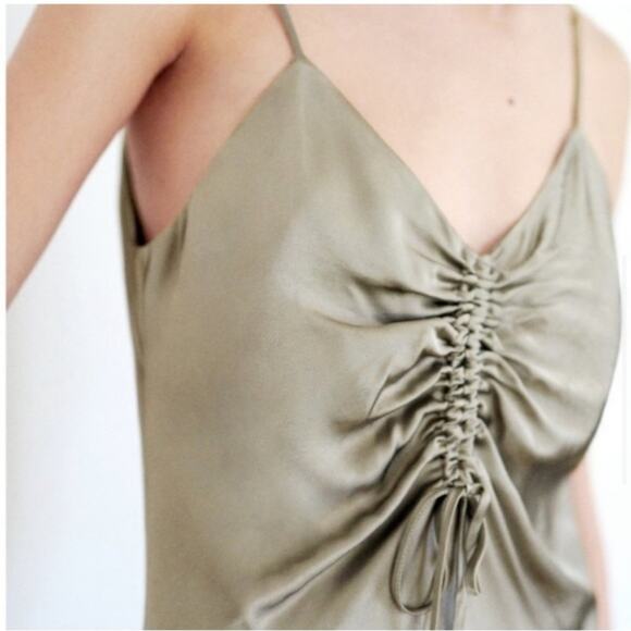 Zara Green Gray Satin Maxi Slip Dress - Picture 5 of 9